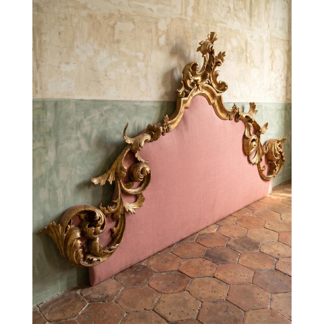 19th Century Rococo Italian Carved Giltwood Headboard For Sale - Image 3 of 18