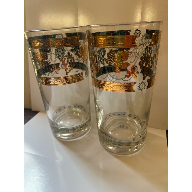 1970s Hollywood Regency 22kt Gold Briard Style Highball Cocktail Glasses - Pair For Sale In Atlanta - Image 6 of 10