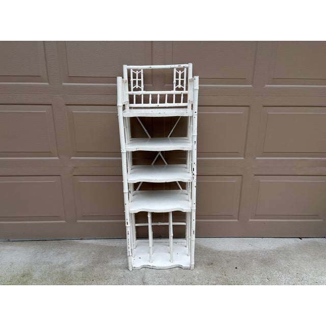 Victorian Late 19th Century American Victorian White Painted Bamboo Étagère For Sale - Image 3 of 12