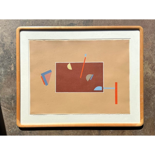 Postmodern Vintage Boho Abstract Geometric Lithograph on Paper For Sale - Image 3 of 8