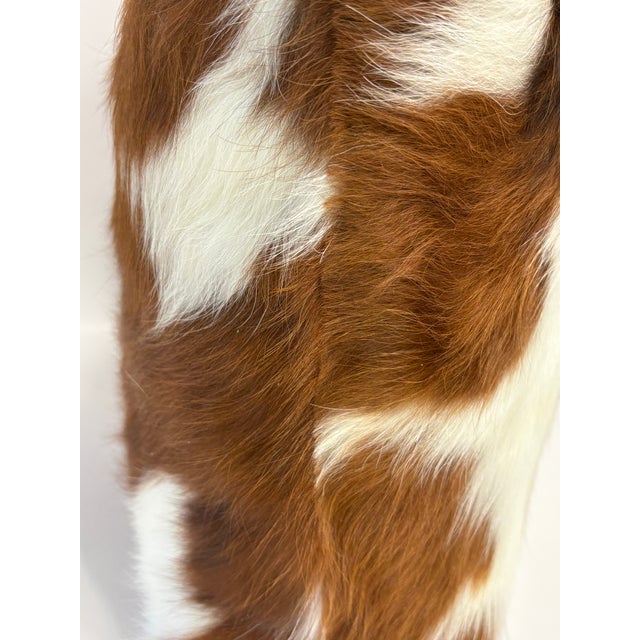 18x18 Tri-Color Premium Long-Haired Colombian Cowhide Pillow Cover – Handcrafted by Pablo Sota Designs For Sale - Image 9 of 11