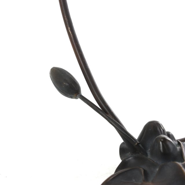 Mid 20th Century Bronze Cast Lotus Table Lamp For Sale In New York - Image 6 of 8