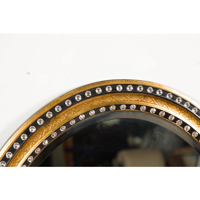 Midcentury Irish Oval Gold and Black Mirror with Diamanté Décor For Sale - Image 12 of 12