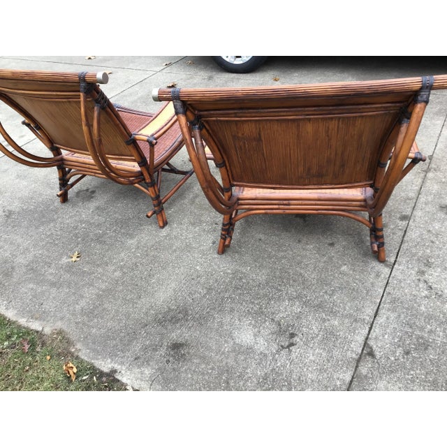 20th Century Marge Carson Rattan Bamboo Asian Arm Chairs- a Pair Last Markdown ! For Sale In Cleveland - Image 6 of 13