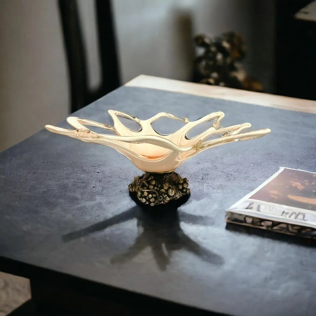 Pink Venetian Murano Glass Bowl Mouth blown pink Murano glass on a possibly silver plated fruit base. Width 55 cm Height...