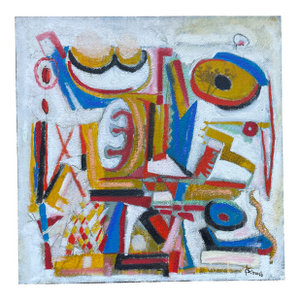 Listed John Schwab Original Oil Abstract Kandinsky Rothko Style Painting Cubism MCM