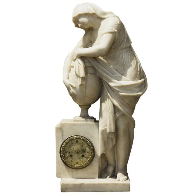 Neoclassical Monumental Early 19th Century Marble Clock From the Collection at Boscobel For Sale - Image 3 of 3
