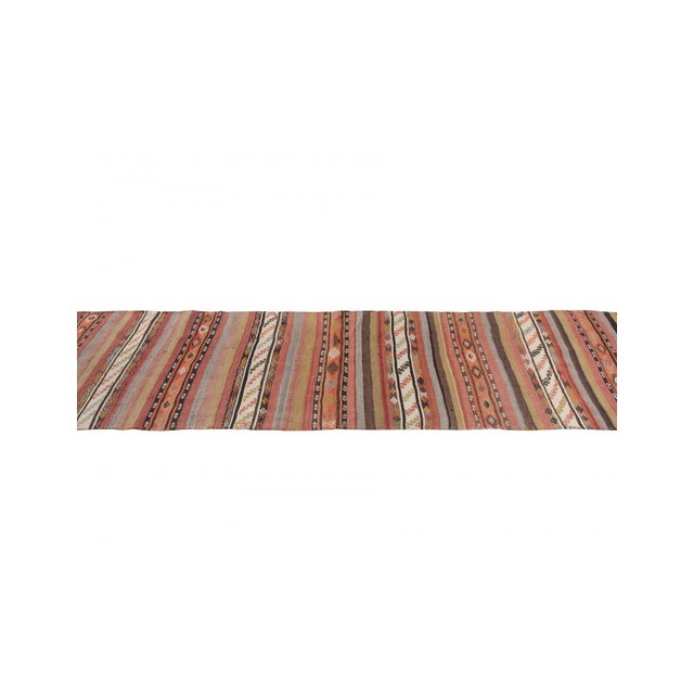 Mid-Century Modern Vintage Embroidered Kilim Runner Rug - 2`7" X 11`0" For Sale - Image 3 of 6