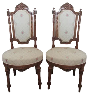 Set of Antique French Carved Walnut Dining Chairs