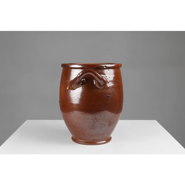 Large Glazed Brown Ceramic Pot, Belgium, 1800s For Sale - Image 4 of 12