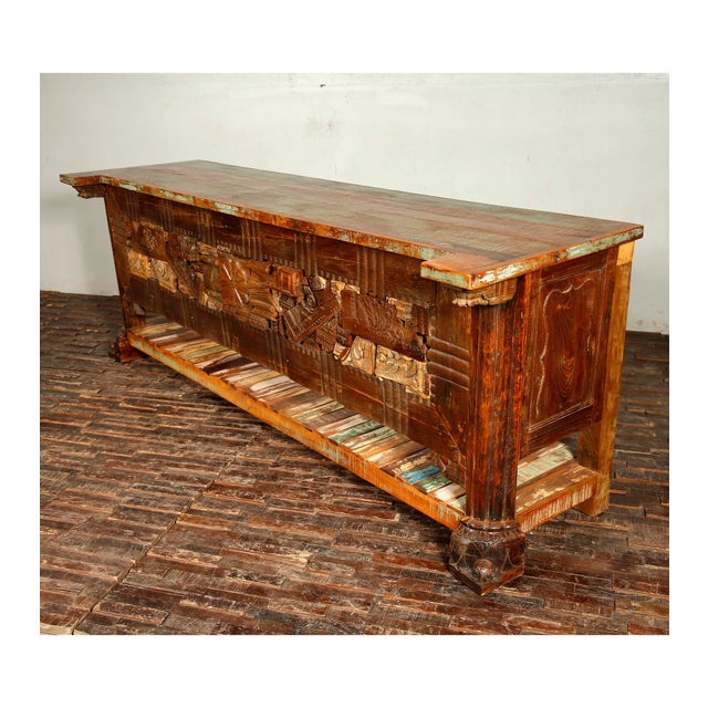 Reclaimed Teak Wood Console Table/Tv Stand. For Sale In Boston - Image 6 of 7