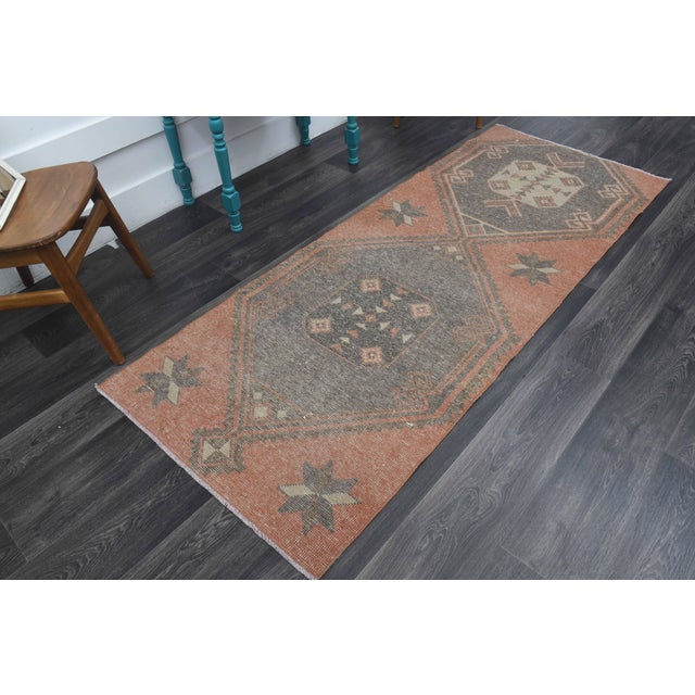 1970s 1970s Vintage Handmade Wool Cotton Terracotta Runner Rug For Sale - Image 5 of 11
