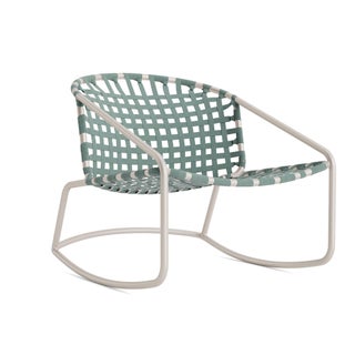 Brown Jordan Kantan Aluminum Motion Lounge Chair in Shade with Spa Suncloth Strapping For Sale