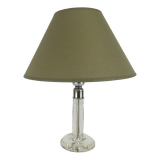 Art Deco Table Lamp Ground Glass with Fabric Screen, 1920s For Sale