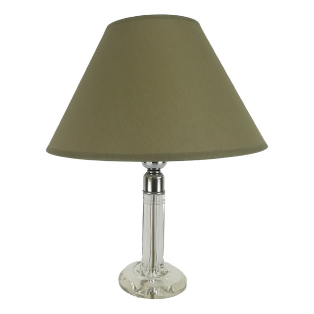 Art Deco Table Lamp Ground Glass with Fabric Screen, 1920s For Sale