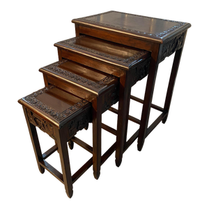 Vintage Mid Century Chinese Rosewood Nesting Tables - Set of 4