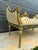French Style Golden Settee – Damask Upholstery With Gold Leaf Details For Sale - Image 4 of 10