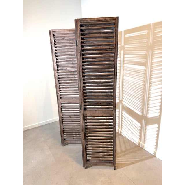 Louvered Room Divider in Wood For Sale - Image 4 of 5
