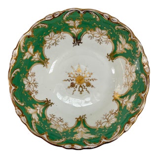 Antique European Louis XV-Style Green Gilt Porcelain Serving Bowl For Sale