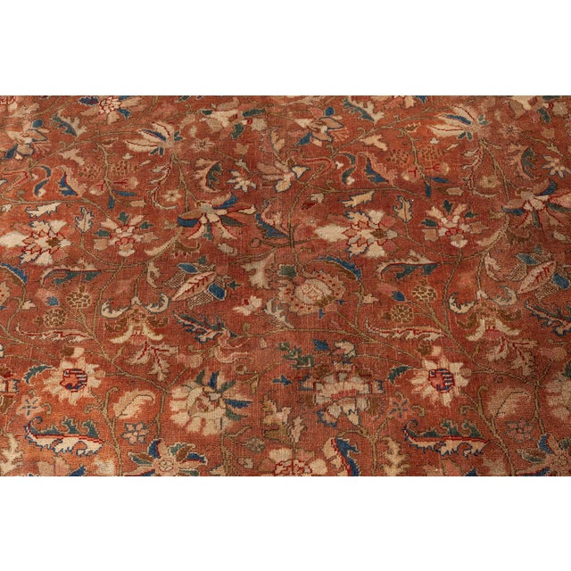 Authentic Persian Tabriz Brown Botanic Handmade Wool Rug For Sale - Image 9 of 9