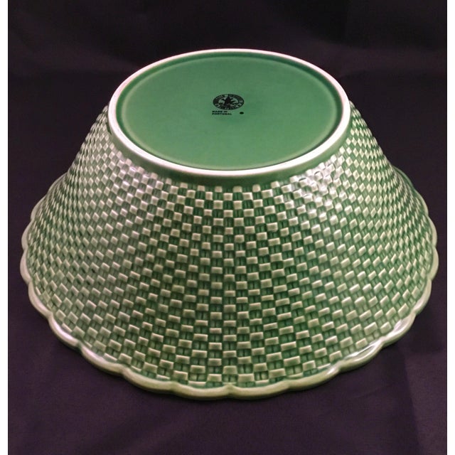 Bordallo Pinheiro Green Basketweave Serving Bowl Chairish