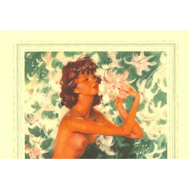 This is a 1937 nude lithograph by Jean-Gabriel Domergue that was an illustrative drawing of a young nude woman savoring...