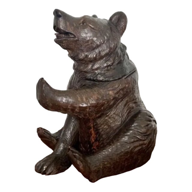 Large Antique 19th Century Victorian Carved Black Forest Bear, 1860s For Sale
