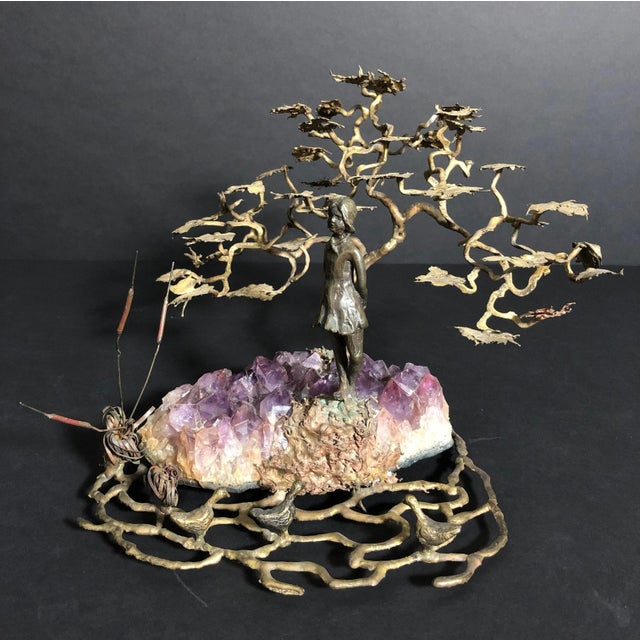 Late 20th Century Late 20th Century Ron Bertocchi Bronze and Amethyst Sculpture of Young Girl and Tree For Sale - Image 5 of 11