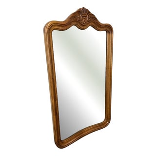 French Wall Mirror with Ornate Carved Oak Frame For Sale