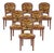 Set of 6 French Louis XVI Style Fruitwood Dining Chairs Scalamndre Tiger Velvet For Sale