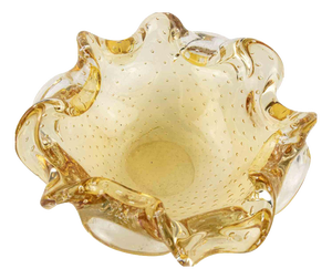Vintage Honey Bubble Murano Glass Ashtray attributed to Barovier and Toso, 1970s