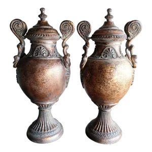 Large Duck Handle Restoration Hardware Style Lidded Decorative Urns- a Pair