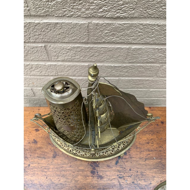 Brass Vintage German Brass Sailing Ship Nightlight | an English Coastal Curiosity For Sale - Image 8 of 12