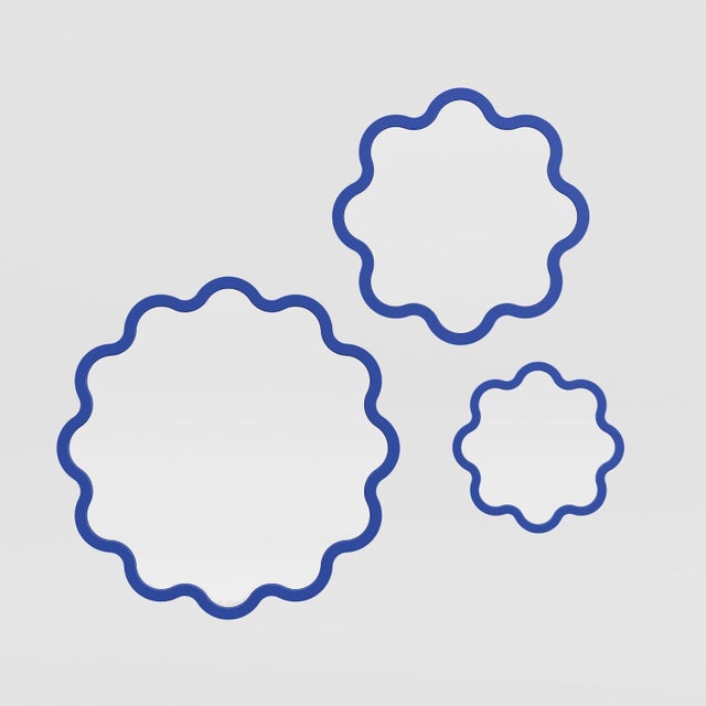 Blue Hvyli Round 75 - Wall Wavy Mirror For Sale - Image 8 of 10