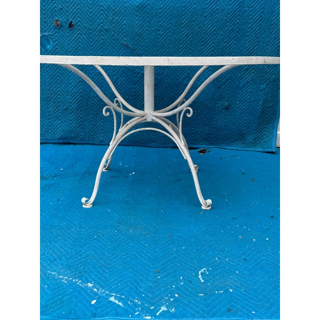 Mid Century Scroll Leg Wrought Iron Patio Set of 5 For Sale - Image 9 of 12