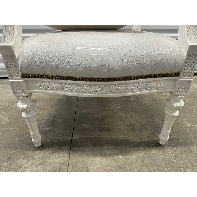 Italian Late 20th Century Caspani Tino Group Italian Carved Accent Armchair With Pillow For Sale - Image 3 of 14