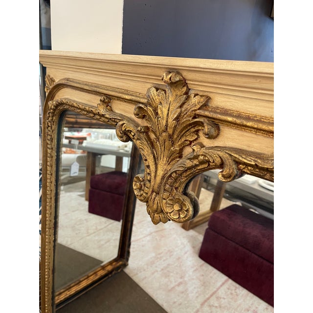 Vintage Cream & Gold Wooden Mirror For Sale - Image 4 of 7
