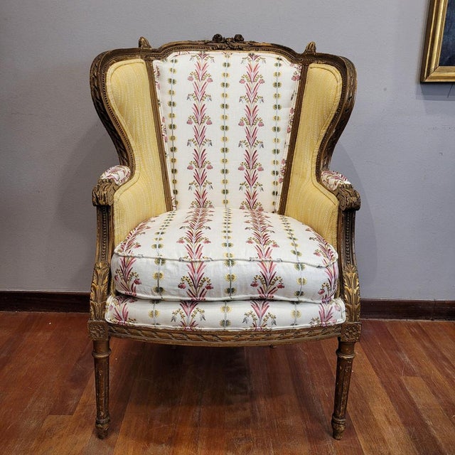 Louis XVI French Wooden Corbeille Armchair by Pierre Frey, 1820 For Sale - Image 5 of 18