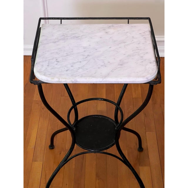 Black Art Deco Iron and Marble Industrial Table for Kitchen, Bathroom, Patio, 1930s For Sale - Image 8 of 17