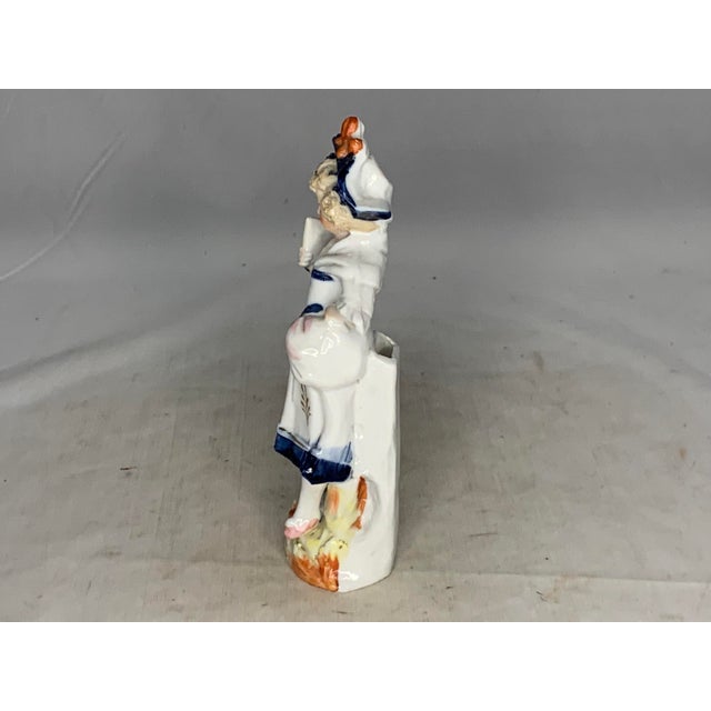 Ceramic Antique German Bisque Figurine Spill Vase: Victorian Lady with Fan For Sale - Image 7 of 10