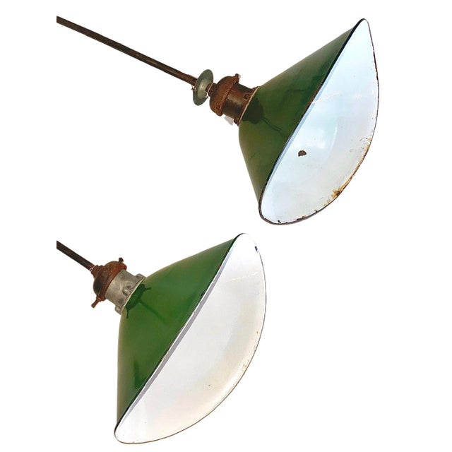 Metal 1930s Industrial Pair of Drop Pendants From France For Sale - Image 7 of 7