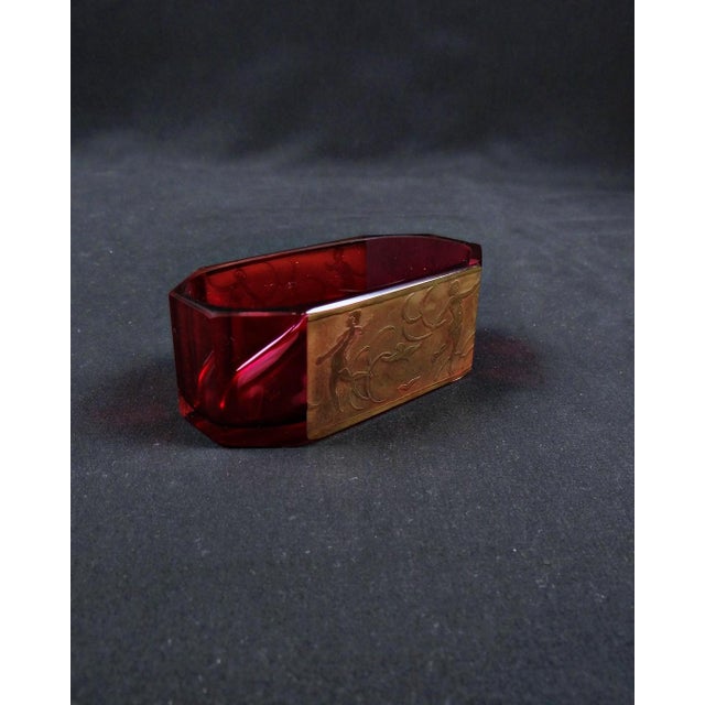 Glass Art Deco Crystal Pocket Tray with Amethyst and Gold Enamel, 1930s For Sale - Image 7 of 14