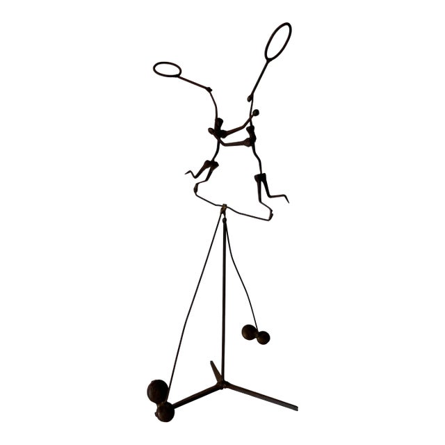 Vintage Balancing Kinetic Brutalist Metal Sculpture For Sale