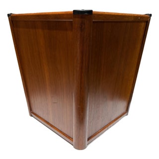 Mid-Century Modern Wood Walnut Waste Basket Paper Barrel Nucraft For Sale