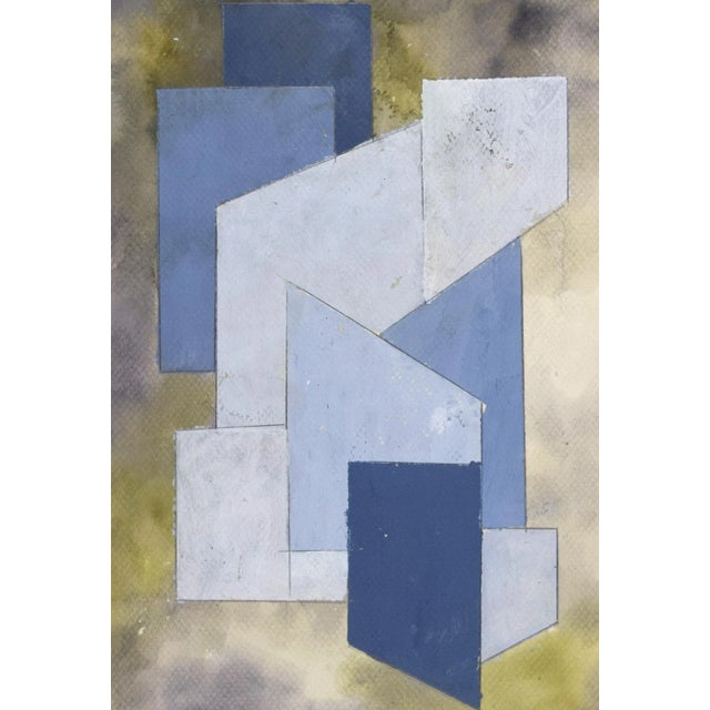1970s Vintage Mid-Century Modern Abstract Geometric Watercolor Painting by Irving Richards For Sale - Image 5 of 7