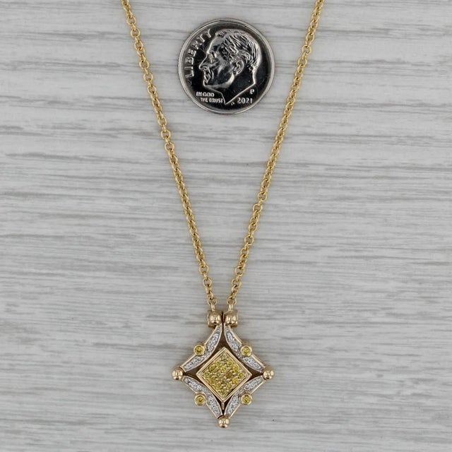 2010s 0.24ctw Yellow Diamond Pendant Necklace 14k Gold Convertible Shape Magnetic For Sale - Image 5 of 7