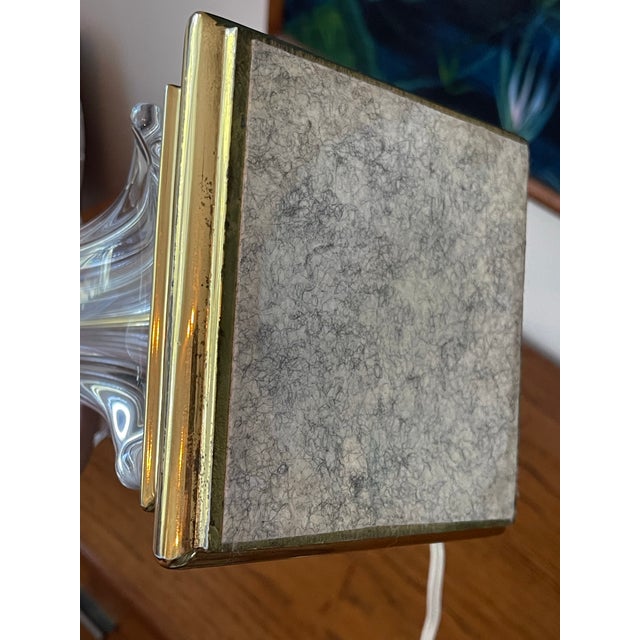 Vintage Cofrac Art Verrier Style French Crystal Table Lamp With Draped Glass Shade For Sale In Naples, FL - Image 6 of 7