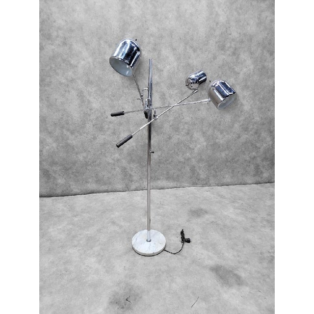 Mid-Century Modern Mid Century Modern Chrome and Marble Triennale Floor Lamp for Arredoluce Italy For Sale - Image 3 of 6
