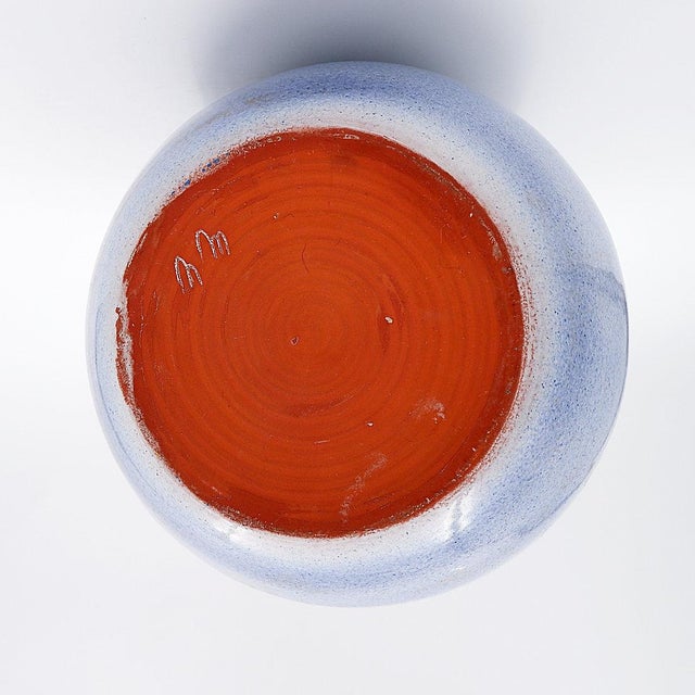 Large Vintage Long-Necked Vase in Blue Glazed Terracotta For Sale - Image 10 of 12