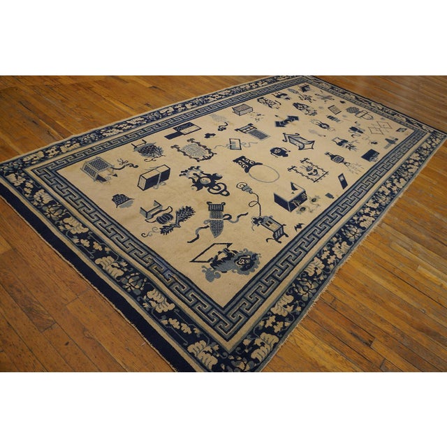 Mid 19th Century Chinese Ningxia Carpet with 100 Antiques Pattern ( 5' 6'' x 10' 7'' - 167 x 322 cm )